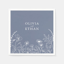 Dusty Blue, Rustikal, Wildblumen Hochzeiten Napkin Serviette