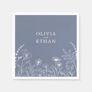 Dusty Blue, Rustikal, Wildblumen Hochzeiten Napkin Serviette