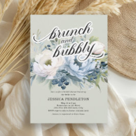 Dusty Blue Sage Green Bridal Brunch Bubbly Einladung