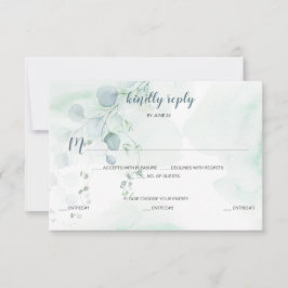 Dusty Blue & Sage Green Eucalyptus Meal Selection RSVP Karte