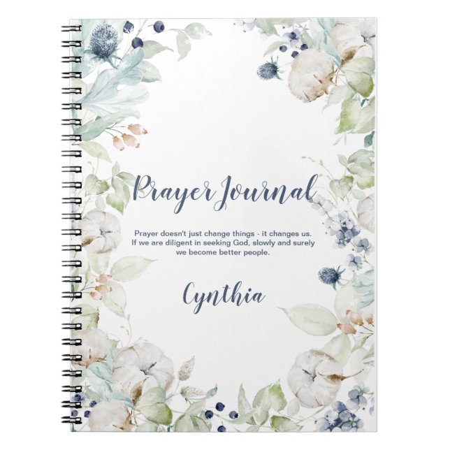 Dusty Blue Sage Green Floral Prayer Journal (Devant)