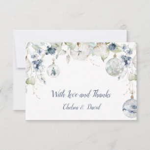 Dusty Blue Sage Green Floral Snow Globes Hochzeit Dankeskarte