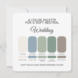 Dusty Blue Sage Green Wedding Color Palette Card Einladung