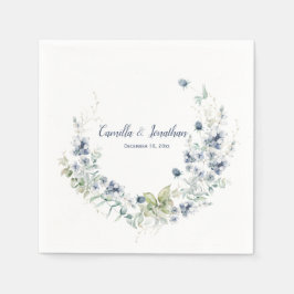 Dusty Blue Sage Green Winter Wedding Floral Serviette