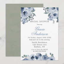 Dusty Blue Sage Painted Peony Brautparty Invita