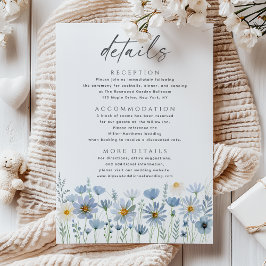 Dusty Blue Sage Wildflower Floral Wedding Details Begleitkarte