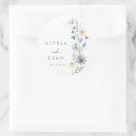 Dusty Blue Sage Wildflower Meadow Wedding Runder Aufkleber