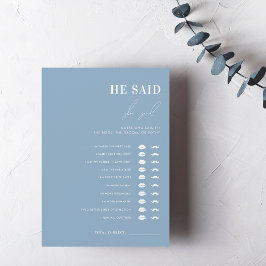 Dusty Blue sagte, sie sagte, Brautparty Game Einladung