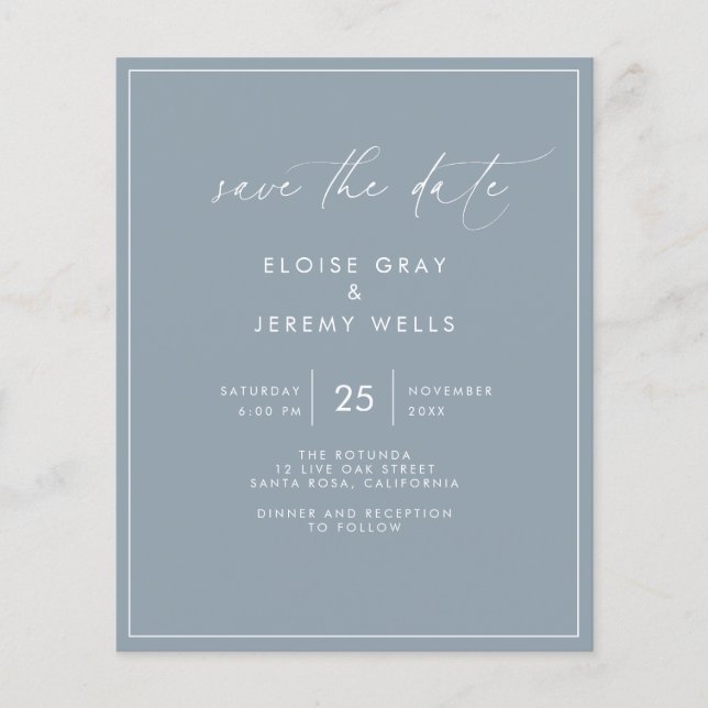 Dusty Blue Save the Date (Vorderseite)