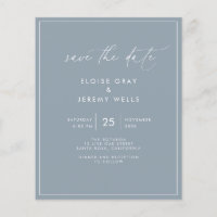 Dusty Blue Save the Date Postcard
