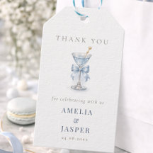 Dusty Blue Schleifen Martini Baby Boy Shower Danke