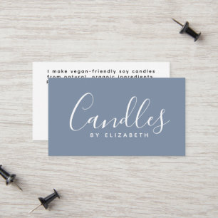 Dusty Blue Script Candle Maker Business Card Telefonnummerkarte