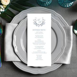 Dusty Blue Script Classic Mariage Dinner Menu