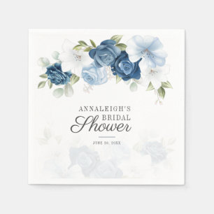 Dusty Blue Script Floral Brautparty Paper Serviette
