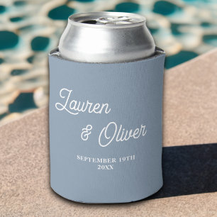 Dusty Blue Script Minimalistisch Wedding Dosenkühler