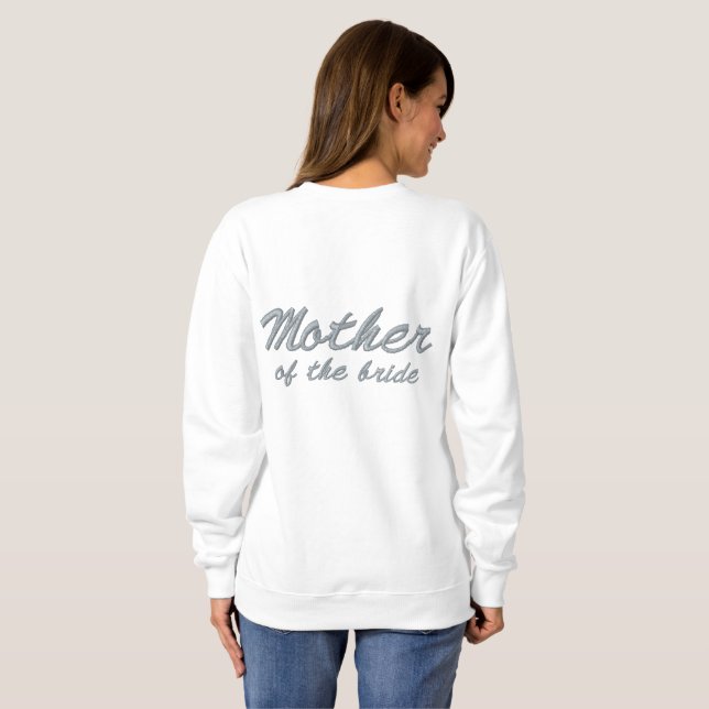 Dusty Blue Script Mother of the Bride Besticktes Sweatshirt (Schwarz voll)