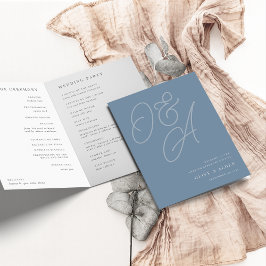 Dusty Blue | Script Watermark Monogram Wedding Programm