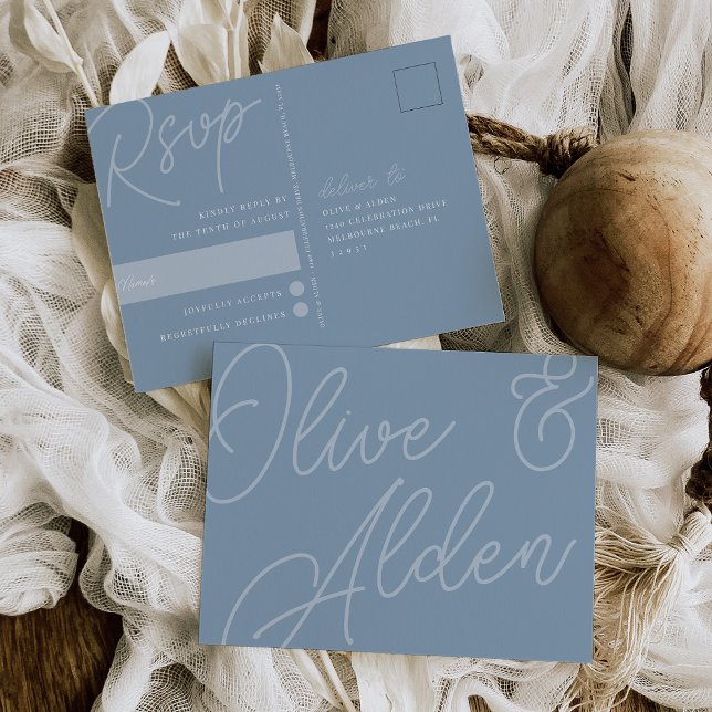 Dusty Blue | Script Watermark-UAWG Postkarte (Von Creator hochgeladen)
