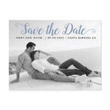 Dusty blue script wedding Save the Date Foto