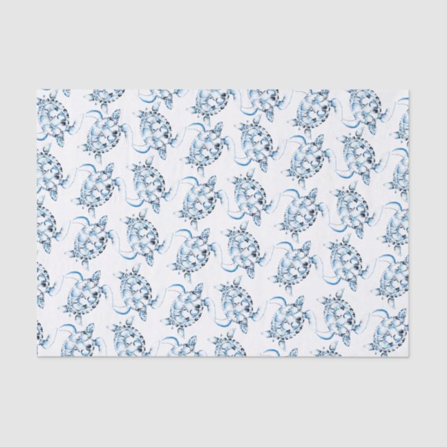 Dusty Blue Sea Turtle Beach Seidenpapier (Vorderseite)