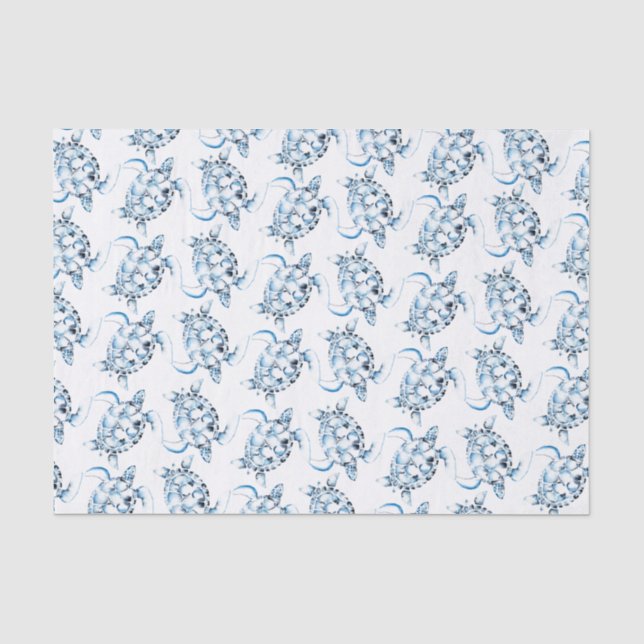 Dusty Blue Sea Turtle Beachy Seidenpapier (Vorderseite)