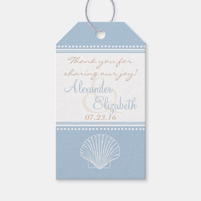 Dusty Blue Seashell Wedding Guest Gevor - Vielen D Geschenkanhänger (Vorderseite)