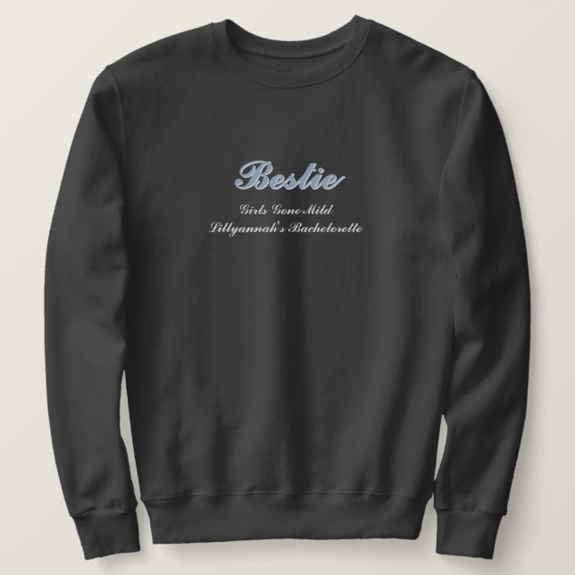 Dusty Blue Shadow Script Wedding Sweatshirt (Design vorne)