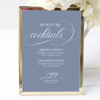 Dusty Blue Signature Cocktails Hochzeitszeichen