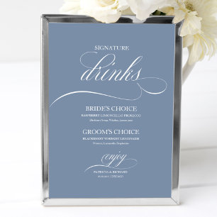 Dusty Blue Signature Drinks Elegantes Hochzeitszei Poster