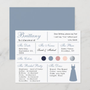Dusty Blue Silver Bridesmaid Information Card