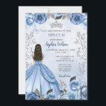 Dusty Blue Silver Floral Princess Sweet 16 Einladung<br><div class="desc">Elegant Dusty Blue Silver Butterfly BlumenPrinzessin Sweet 16 Einladung</div>