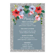 Dusty Blue Silver Glitzer Aquarell Blumenstrauch
