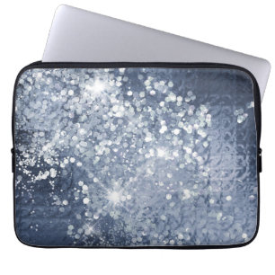 Dusty Blue Silver Glitzer Funkelnd Laptopschutzhülle