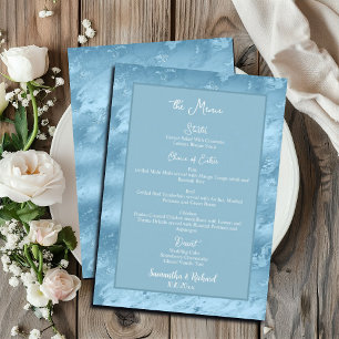 Dusty Blue Silver Marble Glitzer 12x18" Wedding Me Menükarte