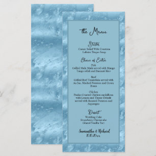 Dusty Blue Silver Marble Glitzer 4x9 Hochzeitmenü Menükarte