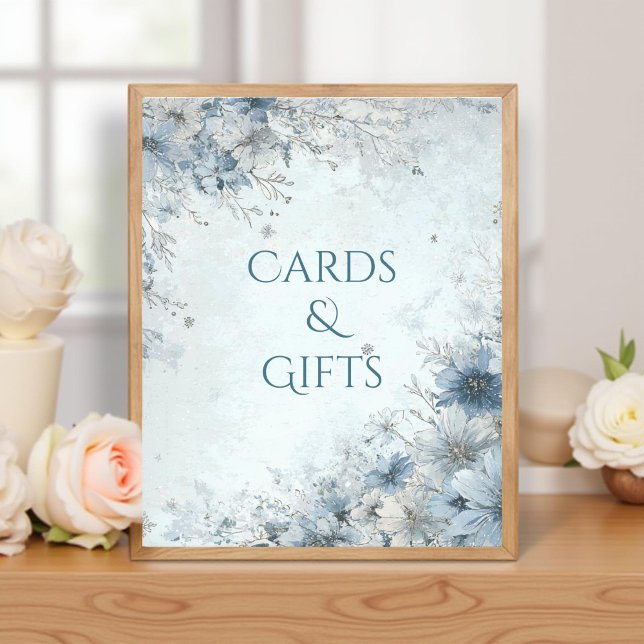 Dusty Blue Silver Rose Wedding Cards Schild (Von Creator hochgeladen)