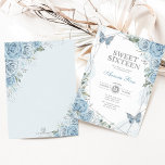 Dusty Blue Silver Sweet 16 Butterfly Geburtstag Einladung<br><div class="desc">Die perfekte Einladung für die süßen 16 Deiner Tochter ist endlich da! Dieses elegante Interieur besticht durch die elegante Aquarellblau-Rose,  die süßen Schmetterlinge und den modernen geometrischen silbernen Rahmen. Klicken Sie auf die Schaltfläche "Weitere Anpassung",  wenn Sie den Stil und die Position des Textes neu ordnen und formatieren möchten.</div>