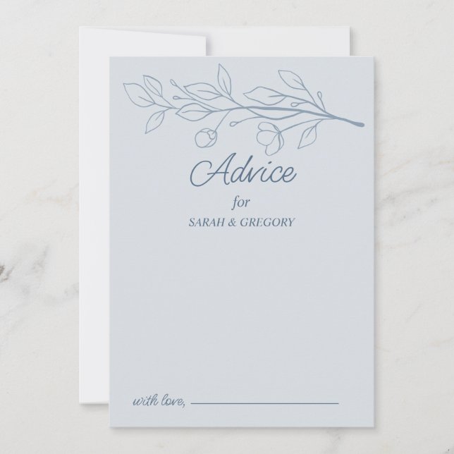 Dusty Blue Simple Boho Floral Wedding Advice Einladung (Vorderseite)