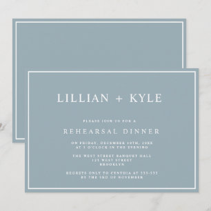 Dusty Blue Simple Chic Probe Dinner Einladung
