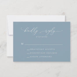 Dusty Blue Simple Elegant 1 Wedding RSVP Card Karte