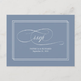 Dusty Blue Simple élégant mariage RSVP carte posta