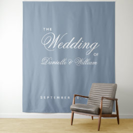 Dusty Blue Simple Elegant Script Wedding Backgroun Wandteppich