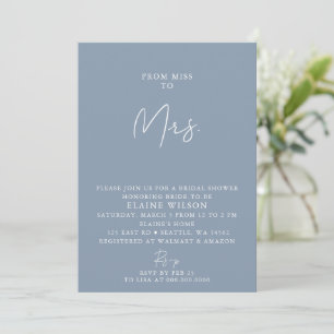 Dusty Blue Simple Elegante Modernes Brautparty Einladung