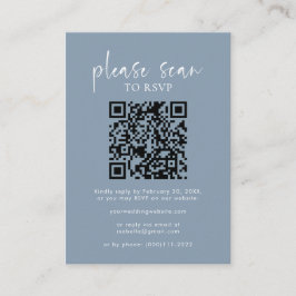 Dusty Blue Simple Minimalistisch QR Code Wedding R Begleitkarte
