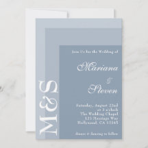 Dusty Blue Simple Modern Chic Script Wedding Invit