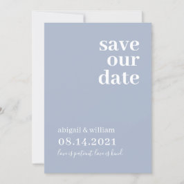 Dusty Blue Simple Modern Non Foto Wedding Save The Date