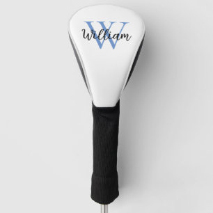 Dusty Blue Simple Monogram Name Personalisiert Golf Headcover