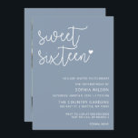Dusty Blue Simple Script Sweet 16 Birthday Foto I Einladung<br><div class="desc">Dusty Blue Simple Minimalistisch Script Sweet 16 Birthday Foto Einladung</div>