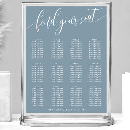 Dusty Blue Simple Wedding Seating Chart Poster
