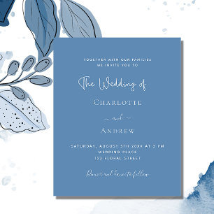 Dusty Blue Skript Budget Hochzeitseinladung